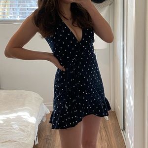 Reformation linen polka dot dress XS